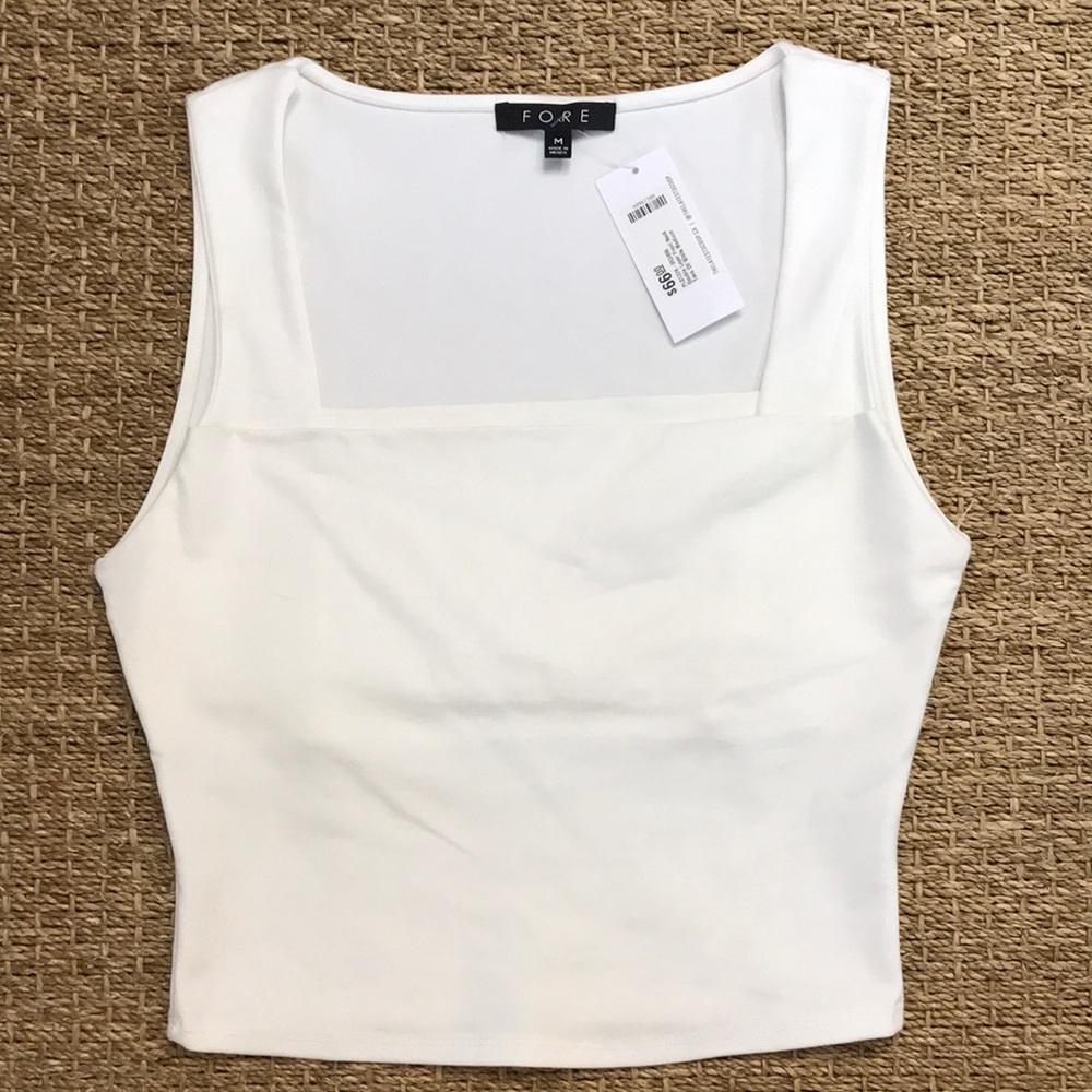 FORE Double Layer Front Neck Tank Off White Medium